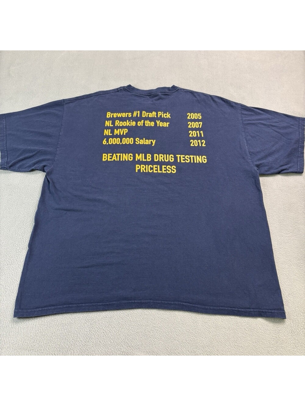 Milwaukee Brewers Ryan Braun MVP Joke Humor Funny MLB Baseball T Shirt Size 2XL